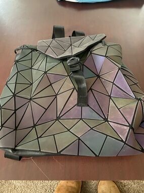 Iridescent Geometric Women’s Backpack - Black Trim